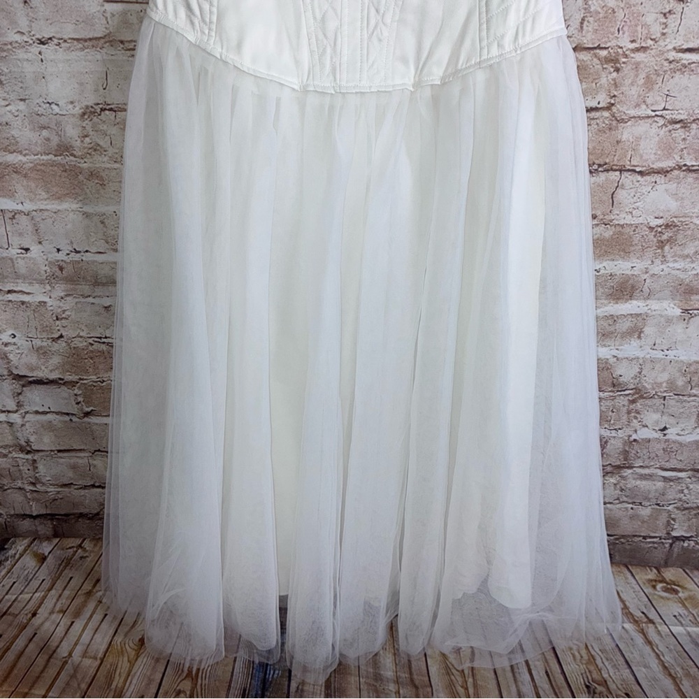 Anthropologie BHLDN Strapless A-Line Satin Tulle-Skirt Midi Dress Size Small NEW - Picture 7 of 13